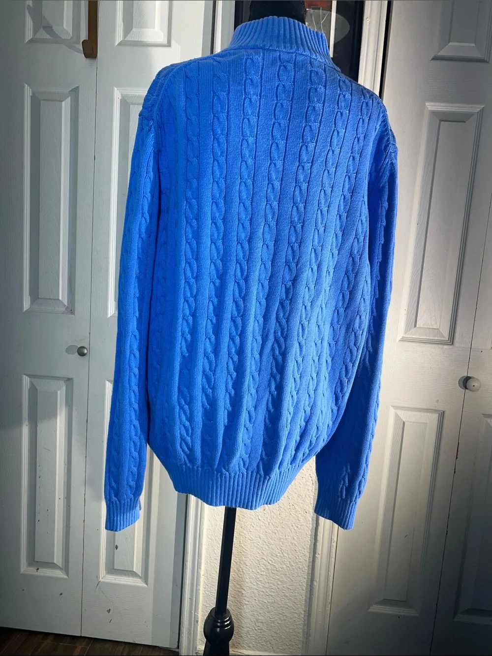 Izod Men’s Cable-Knit Quarter-Zip Sweater - Sky Blue